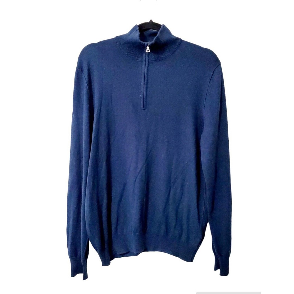 Banana Republic Sweater Men Medium Dark Blue Silk Cashmere Lightweight